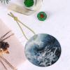 Ocean Splash Foam-Printed Round Ceramic Christmas Ornaments view 4