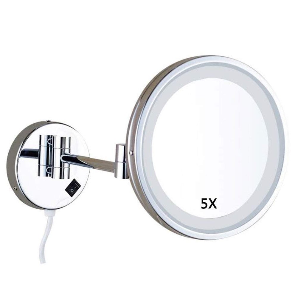 WEITOL Makeup Mirror, Wall-Mounted LED, 5x Magnification