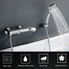 JCAKES Round Bathtub Shower Faucet Set, Wall-Mounted Single-Handle Mixer Tap, 90° Rotation, All-Copper Tub Faucet with Handheld Shower, Chrome, B view 3