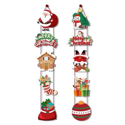 Merry Christmas Hanging Banner with Santa Claus and Snowman