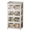 Foldable Plastic Storage Box with Lid and Wheels, Stackable, White, Medium view 1