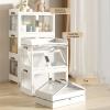 Foldable Plastic Storage Box with Lid and Wheels, Stackable, White, Medium view 2