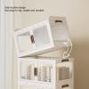 Foldable Plastic Storage Box with Lid and Wheels, Stackable, White, Medium view 3