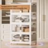 Foldable Plastic Storage Box with Lid and Wheels, Stackable, White, Medium view 4