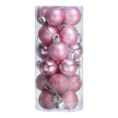 sourcing map 24-Piece Christmas Ball Ornaments, 28 mm x 41 mm, Pink