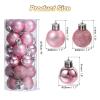 sourcing map 24-Piece Christmas Ball Ornaments, 28 mm x 41 mm, Pink view 2