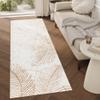 TAPISO Crystal Runner Rug, Shiny Gold Beige Brown Palm Leaf Design, 80 x 160 cm view 1