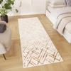 TAPISO Crystal Runner Rug, Glossy Gold, Beige and Cream, Line and Zigzag Pattern, Modern Design, KO-TEX, 100 x 220 cm view 4