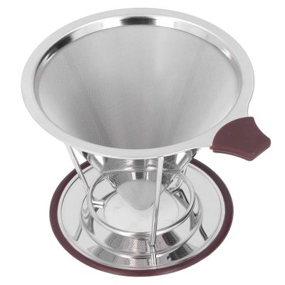 UPQRSG Pour-Over Coffee Dripper, 304 Stainless Steel, Double-Layer Filter, Reusable, with Holder for 16 Cups