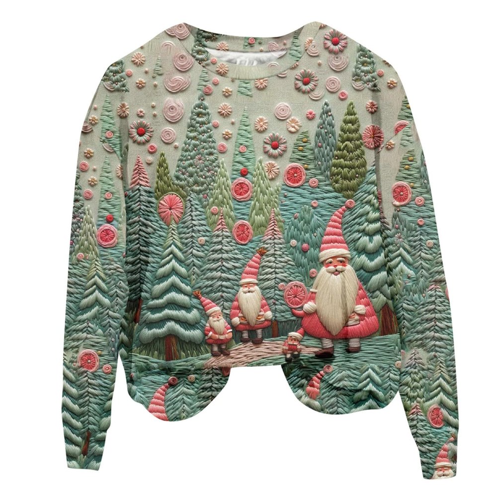 Women's Christmas Hoodie Sweater with Snowflake Print, Long Sleeve, Cotton, Funny (Green, M)