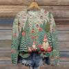 Women's Christmas Hoodie Sweater with Snowflake Print, Long Sleeve, Cotton, Funny (Green, M) view 2