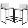 Velvet Bar Stools with Backrests, 65 cm, White, 2-Piece Set view 1