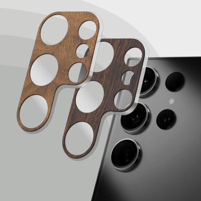 Carveit Camera Lens Protector for Samsung Galaxy S23 Ultra, Natural Wood, HD Clear, Dark Wood + Walnut, 2 Pieces
