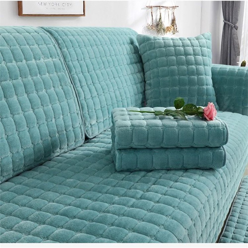 DIVONU Flannel Sofa Covers, Non-Slip Quilted Couch Protector