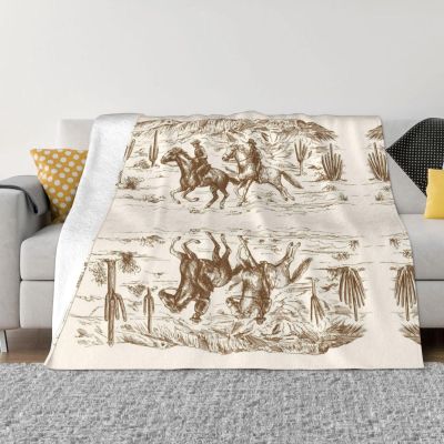 ObabO Western Desert Cactus Cowboys Ultra-Soft Flannel Blanket