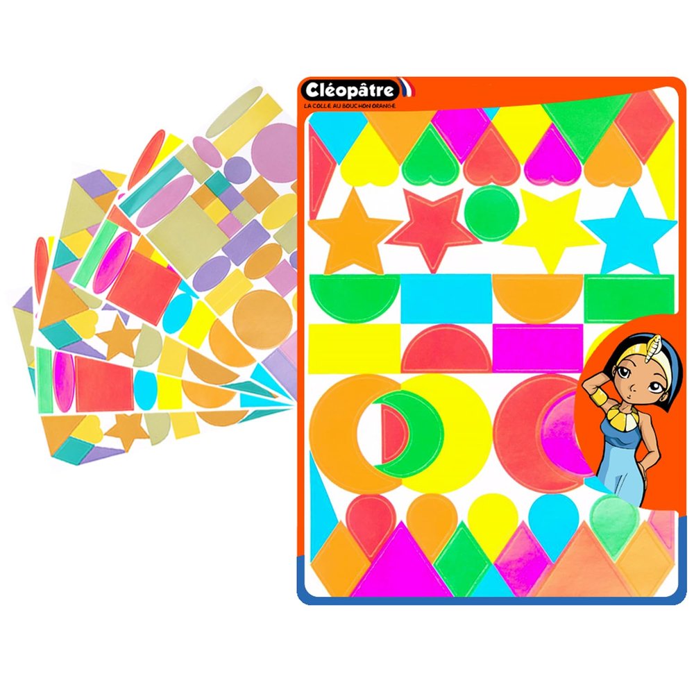 CLEOPATRE - Self-Adhesive Geometric Stickers - Multicolor - Pack of 6 Sheets (276 Stickers)