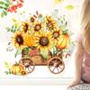 Wandtattoo Loft Autumn Wooden Cart, Sunflower & Pumpkin Window Decals, Reusable, 1 A4 Sheet view 3