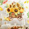 Wandtattoo Loft Autumn Wooden Cart, Sunflower & Pumpkin Window Decals, Reusable, 1 A4 Sheet view 4