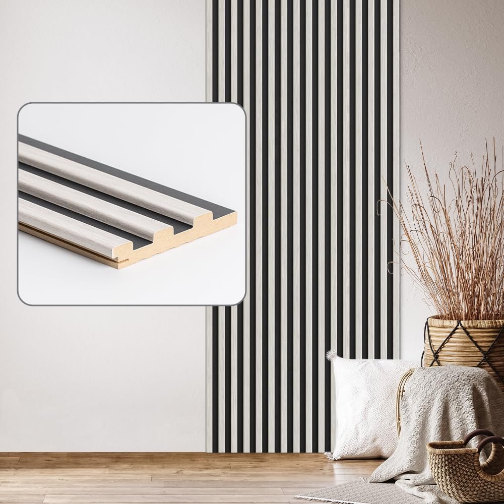 Desiwa Wall & Ceiling Panels, 6-Piece Set, Oak White Black, 10.7 x 130 cm