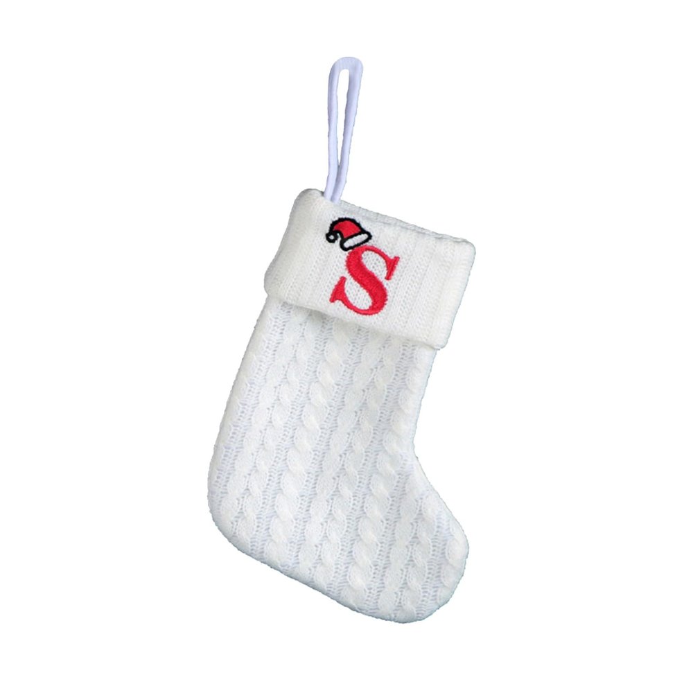 Fillable Santa Stocking with 26 Letters, Christmas Fireplace Stocking, Personalized Hanging Christmas Stocking (S, One Size)