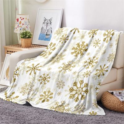 Chickwin Christmas Snowflake Flannel Fleece Throw Blanket, 31.5 x 47.24 in, Golden Snowflake A