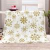 Chickwin Christmas Snowflake Flannel Fleece Throw Blanket, 31.5 x 47.24 in, Golden Snowflake A view 2