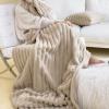 Baketron Rabbit Plush Faux-Fur Fleece Blanket, Khaki, 180 x 200 cm view 4