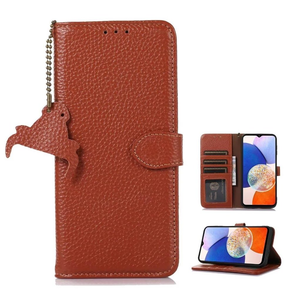 TIANYUE Case for Sony Xperia 10 V, Litchi-Textured Genuine Leather Wallet Case with RFID Blocking, Brown