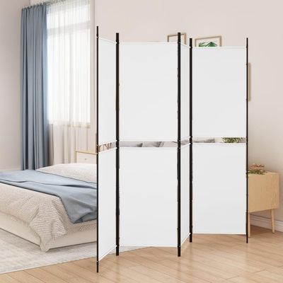 ZQQLVOO 4-Panel Bedroom Room Divider, White Fabric, 200 x 180 cm