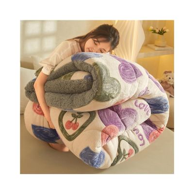 HonunG Winter Quilted Blanket, Fluffy Cashmere Blanket, Thickened Lamb Cashmere Comforter, Soft Warm Bedding (G, 150 × 200 cm, 2.5 kg)