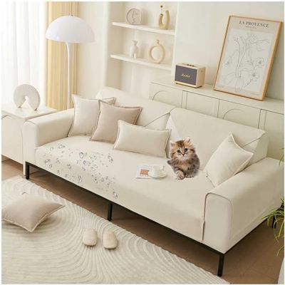 Waterproof L-Shaped Sectional Sofa Cover, Beige, 90 x 210 cm