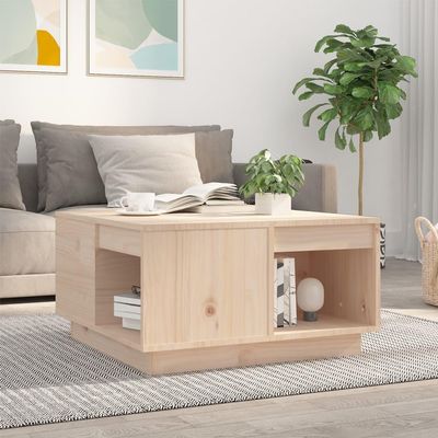 KTHLBRH Small Coffee Table with Storage, 60 x 61 x 32.5 cm, Solid Pine Wood