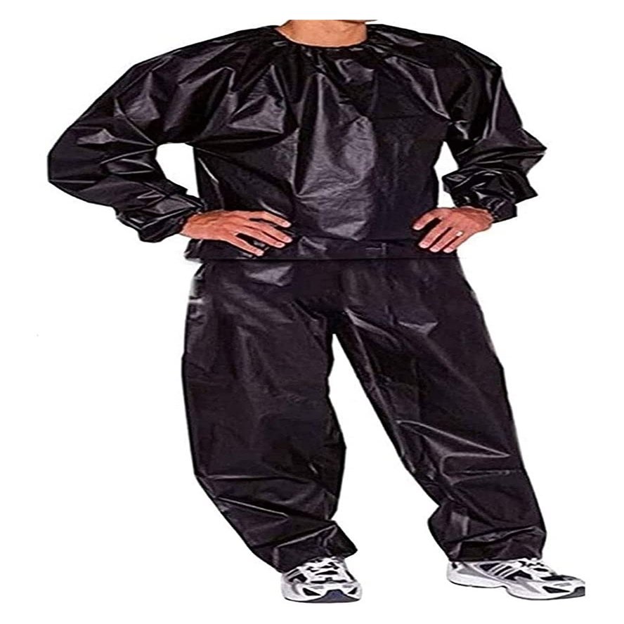 HAIYANG Sweat Sauna Suit, Full-Body PVC Training Suit, Black, XL