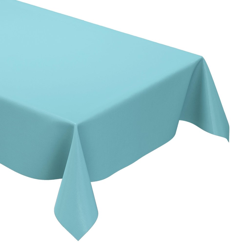 KEVKUS Solid Light Blue 291 PVC Tablecloth, Oval 140 x 200 cm, Raw Cut Edge