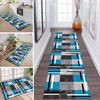 Washable Non-Slip Hallway Runner Rug, Gray/White/Blue, 80 x 400 cm view 1