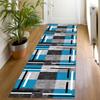 Washable Non-Slip Hallway Runner Rug, Gray/White/Blue, 80 x 400 cm view 4