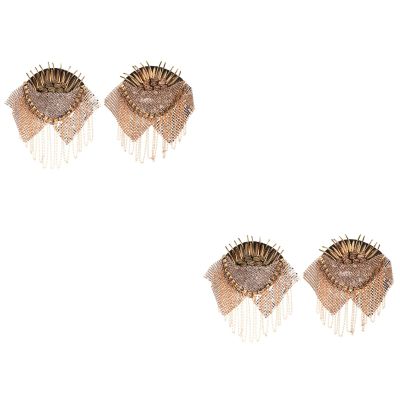 ibasenice 2 Pairs Gold Fringe Chain Epaulettes