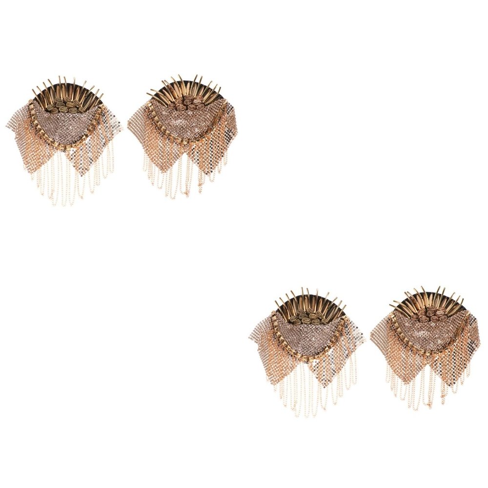 ibasenice 2 Pairs Gold Fringe Chain Epaulettes