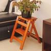 SZITW Folding Solid Wood Step Stool, 2 Steps, Light Brown view 4