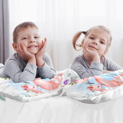 Flamingos with Flower Crowns Duvet Cover Set, Double Bed, 3-Piece