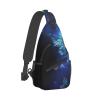 MKNAZ Bloom Sunflower Printed Shoulder Chest Bag for Men and Women, Lightweight Crossbody Bag for Hiking, Cycling and Travel, Dark Blue Butterflies, One Size view 2