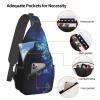 MKNAZ Bloom Sunflower Printed Shoulder Chest Bag for Men and Women, Lightweight Crossbody Bag for Hiking, Cycling and Travel, Dark Blue Butterflies, One Size view 4