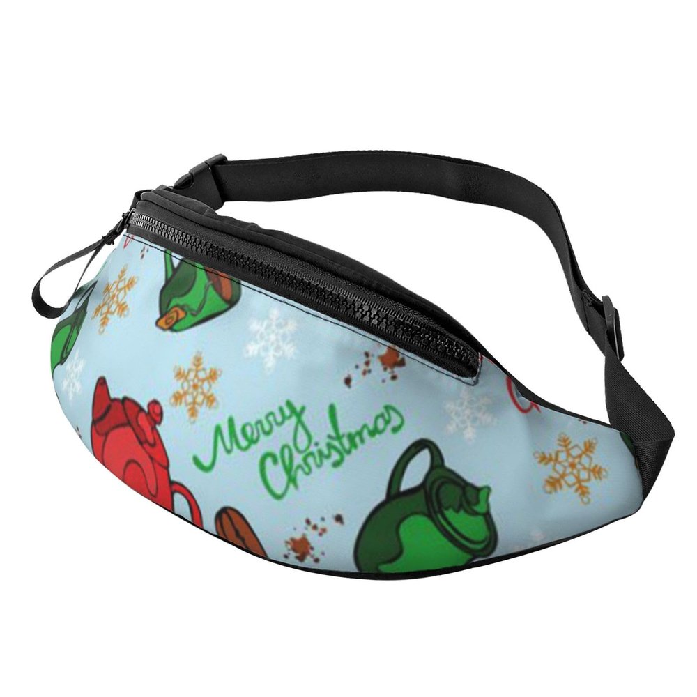 Merry Christmas Printed Fanny Pack with Headphone Port, Adjustable, One Size