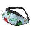 Merry Christmas Printed Fanny Pack with Headphone Port, Adjustable, One Size view 1