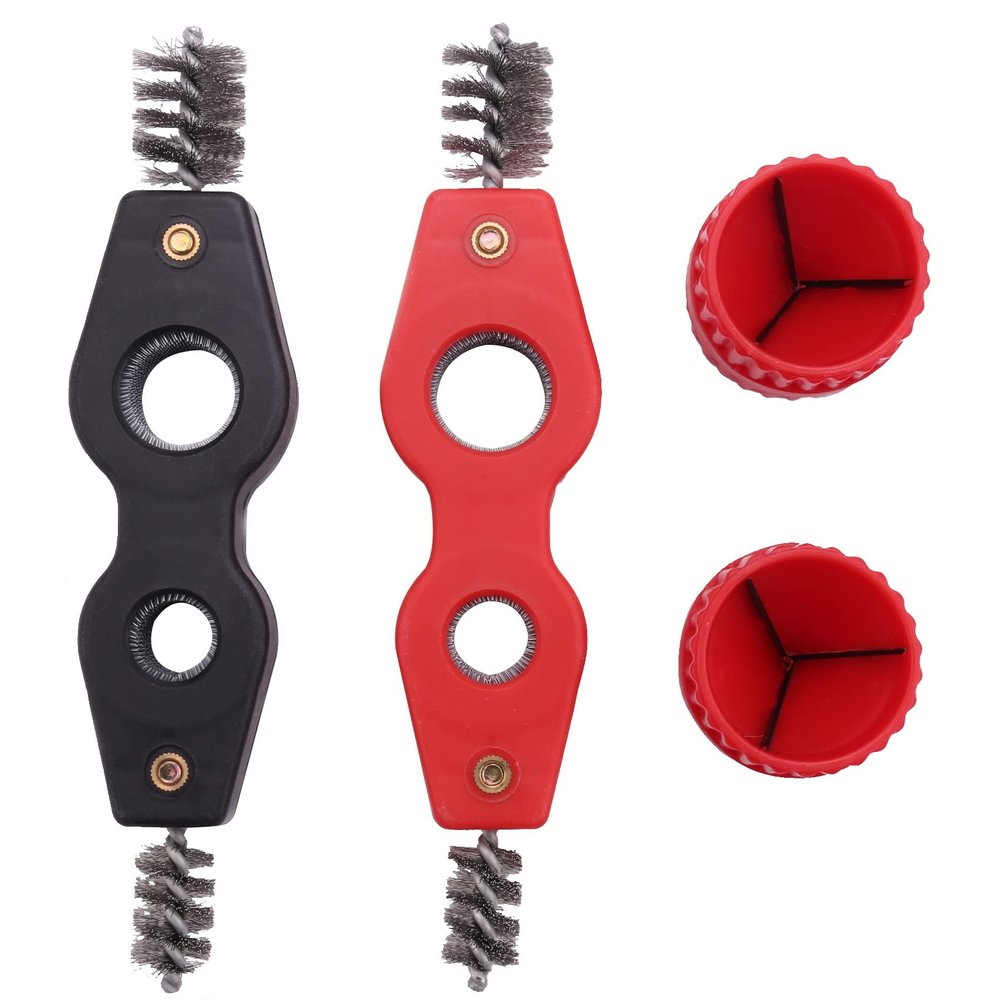 Seprendi 4-Piece Copper Pipe Cleaner and Reamer Set, Inner/Outer Deburring Tool, Red + Black