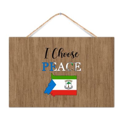 Vintage Wooden “I Choose Peace” Equatorial Guinea Artwork Sign