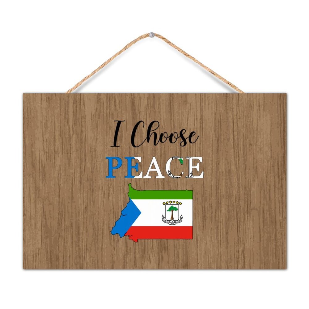 Vintage Wooden “I Choose Peace” Equatorial Guinea Artwork Sign