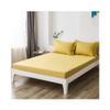 PAHION Fitted Sheet for Box Spring or Water Beds, Super-Soft Cotton, Fits Toppers up to 20 cm, Yellow A, 120 x 200 + 30 cm view 1