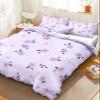 135x200 Purple Floral Duvet Cover Set, 3-Piece Microfiber Bedding view 2