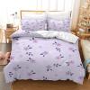 135x200 Purple Floral Duvet Cover Set, 3-Piece Microfiber Bedding view 3